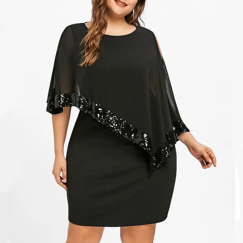 Женское платье с блестками и мозаикой 5 цветов однотонное до колена коротким