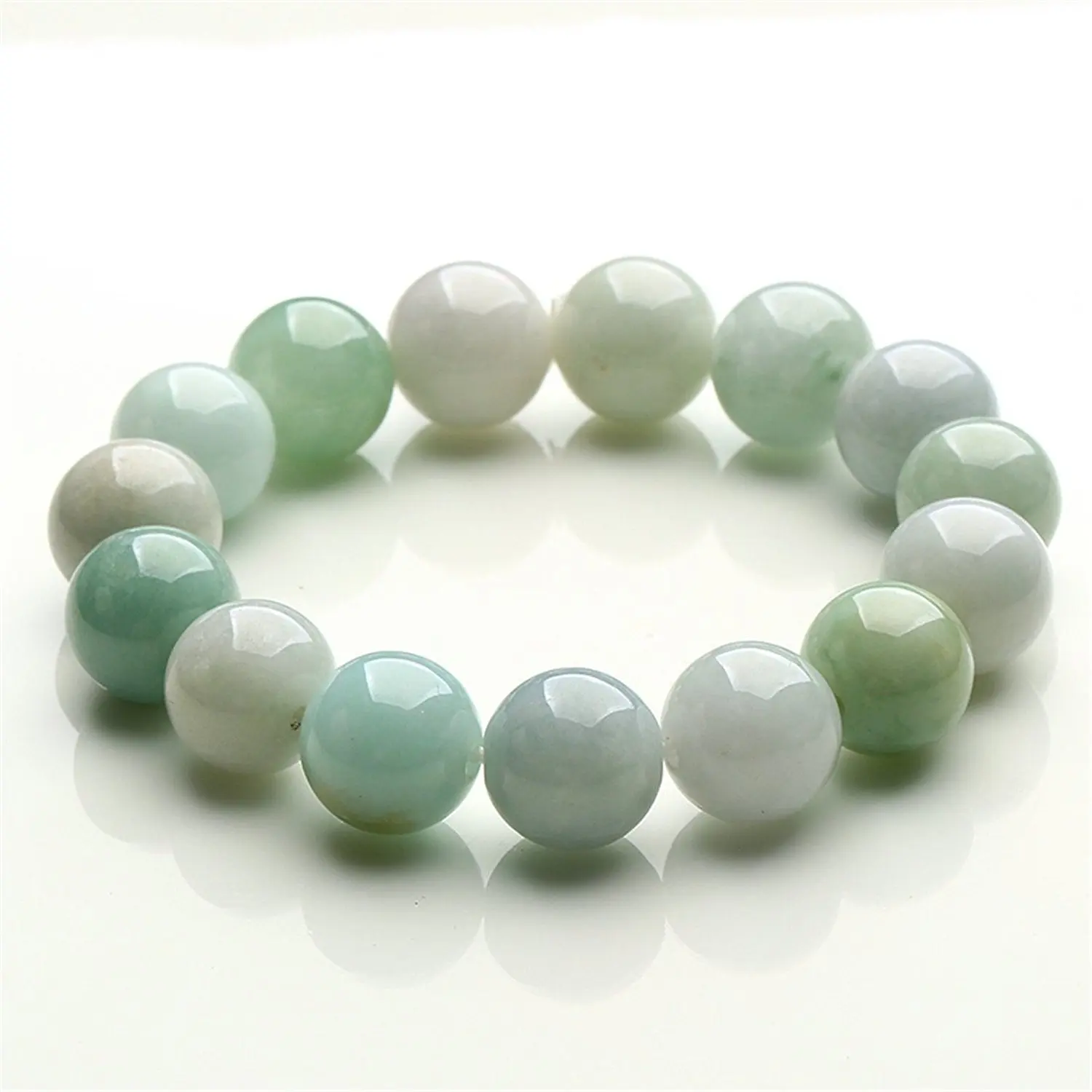 AAA 13 мм бусины ручной работы Природный Мьянма Green Jade Gems хит браслет с подарочной