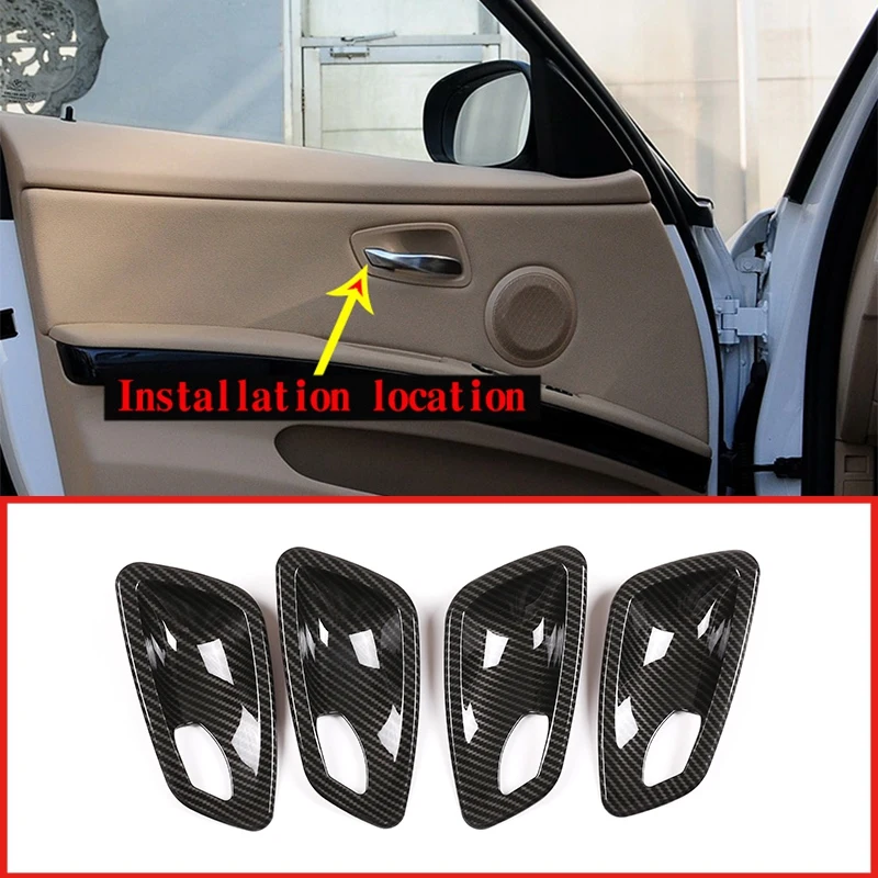 4 шт. углеродное волокно Abs Автомобильная накладка на внутреннюю дверную ручку