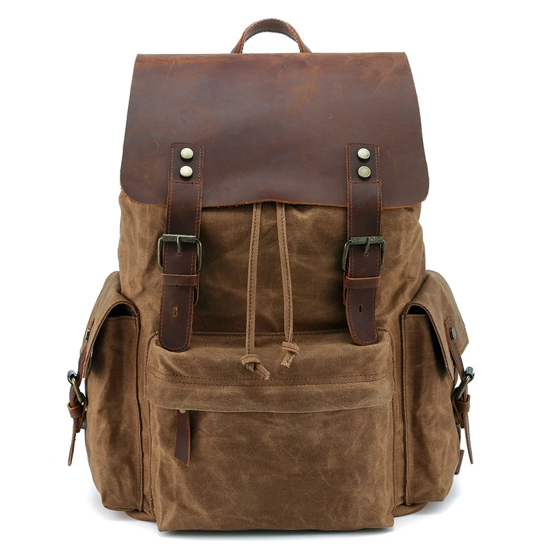 

Men Business Travel Backpack Male High Quality Canvas Leather Rucksacks Laptop Bags Large Capacity Vintage Schoolbag XA712ZC