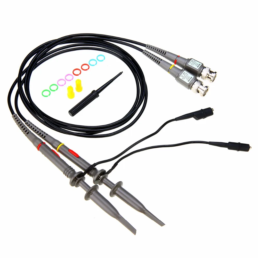 

2pcs P6100 BNC Oscilloscope Probe kit 100MHz 1X 10X Mayitr High Precision Scope Analyzer Alligator Clip Probes Test Leads