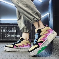 spring fashion colorful trend casual shoes high top platform mens suede shoes designer chunky sneakers men zapatillas hombre