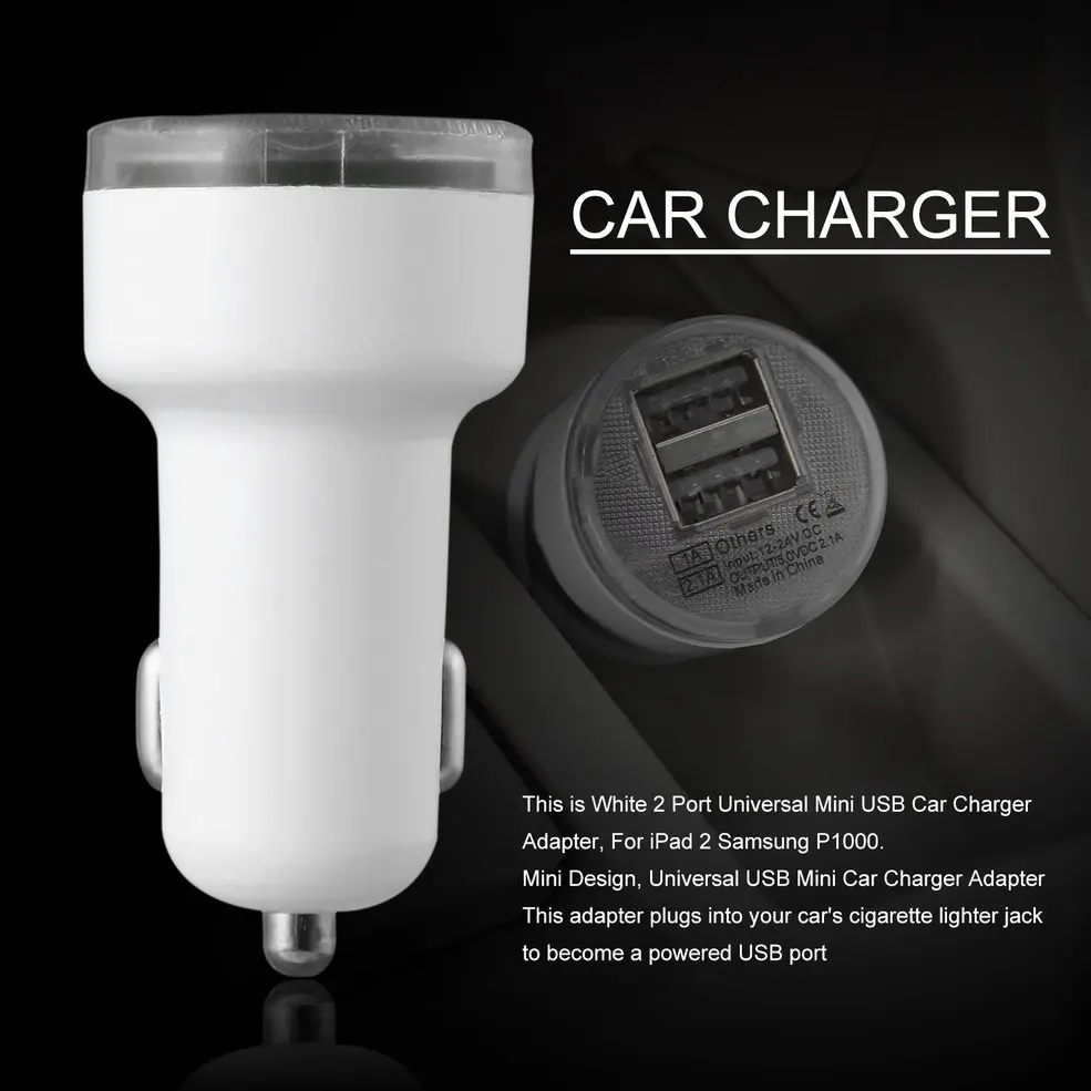 Универсальный мини автомобиль 12 в 24 В DC двойной 2 порта USB Автомобильное зарядное