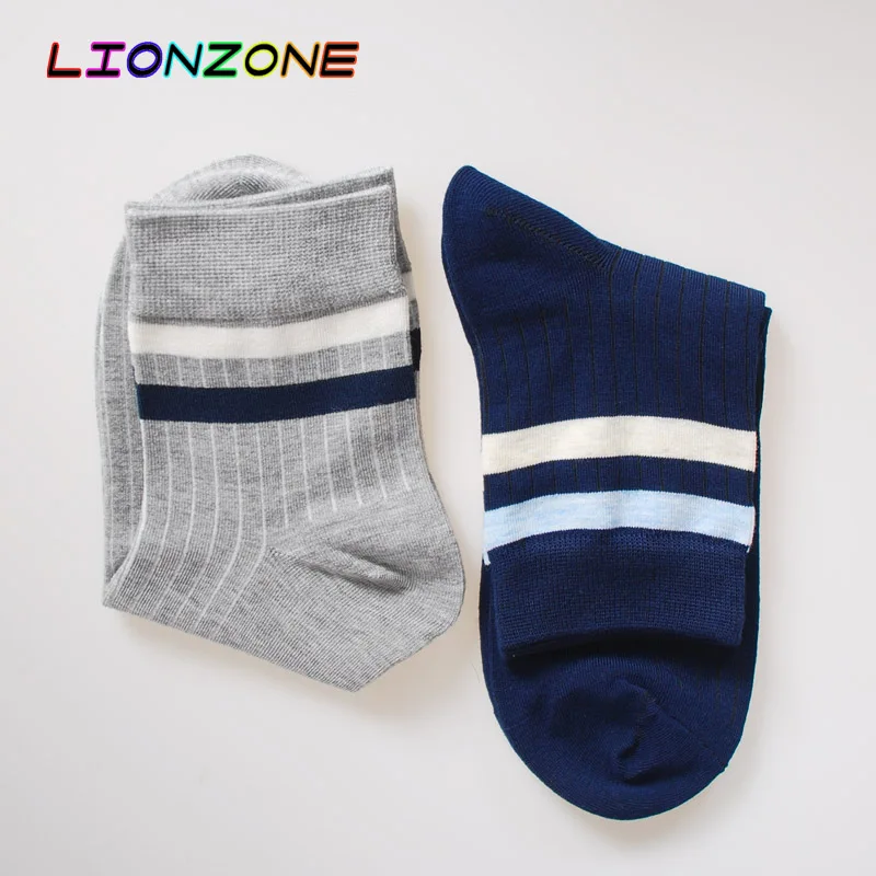 Мужские повседневные носки LIONZONE в полоску весна 2018 новые синие/серые цвета