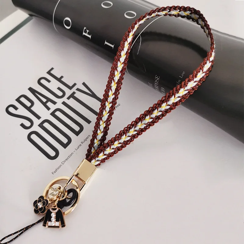 Summer Hot Style Woven Keychain Mobile Phone Lanyard Pendant Ladies Wrist Jewelry Lanyard Work Card Anti-lost Ring Buckle Gift
