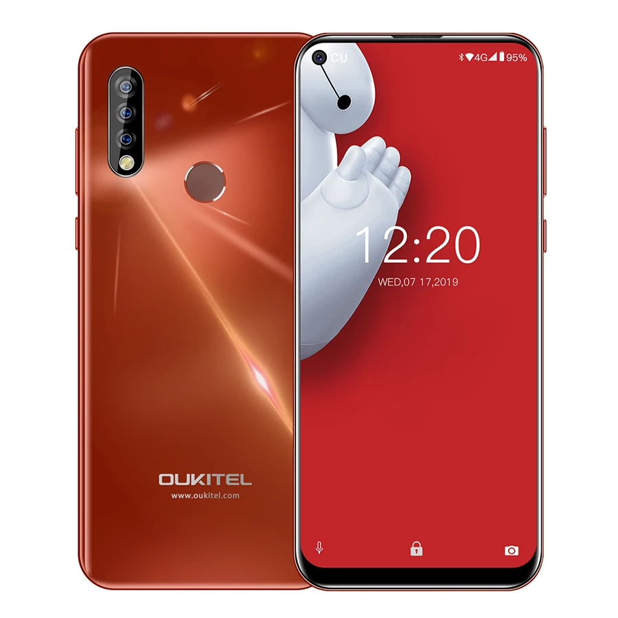 Red OUKITEL C17 Pro 6,3" 19,5: 9 Android 9,0 мобильный телефон MTK6763 Восьмиядерный 4 Гб ОЗУ 64 Гб ПЗУ двойная задняя Тройная камера 4G LTE смартфон - Цвет: Red