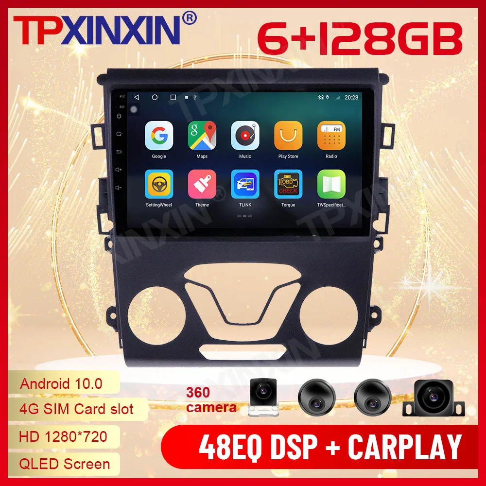 

2 Din Carplay Android Radio Receiver Multimedia Stereo For Ford Mondeo 5 2014 2015 2016 2017 2018 2019 GPS BT Recorder Head Unit