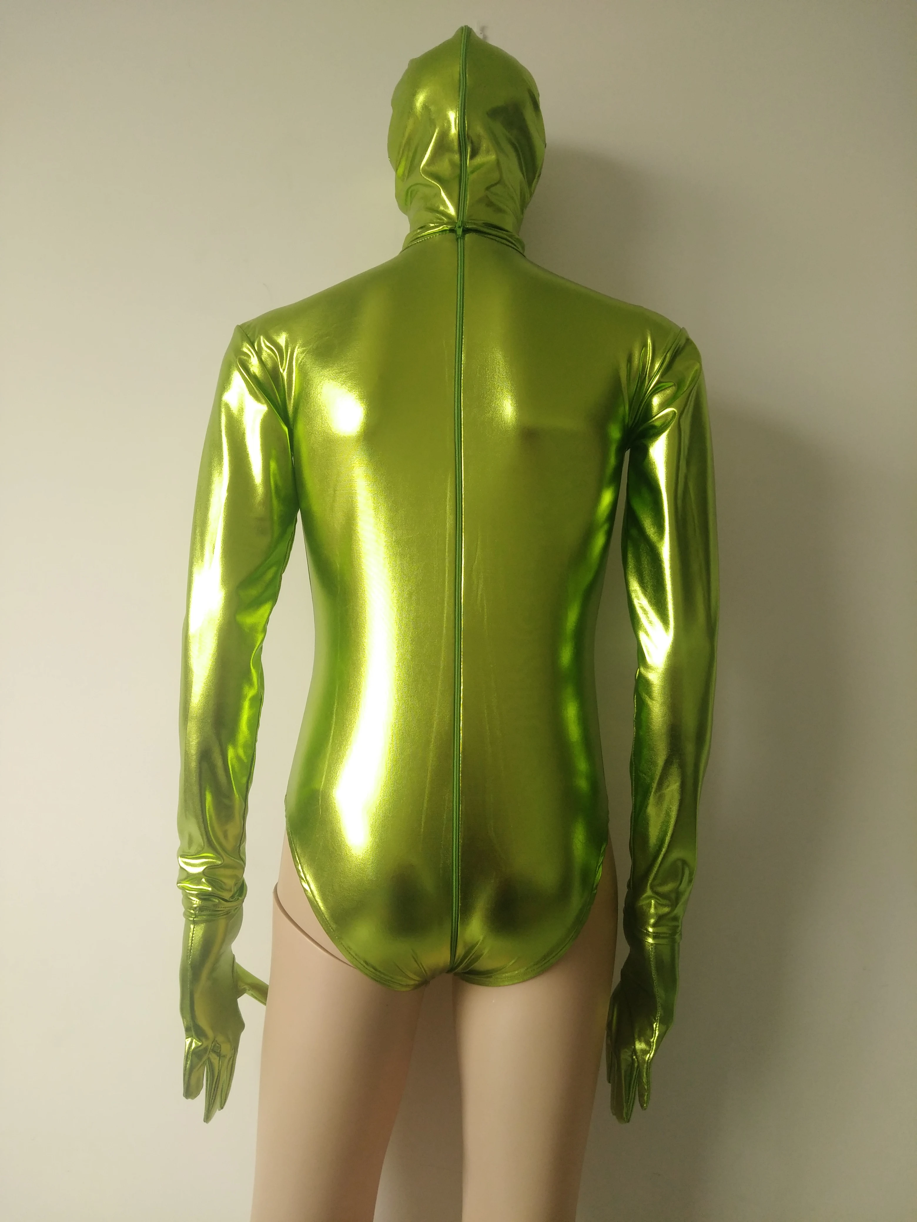 Мужское сексуальное блестящее трико костюм металлик для косплея половина боди