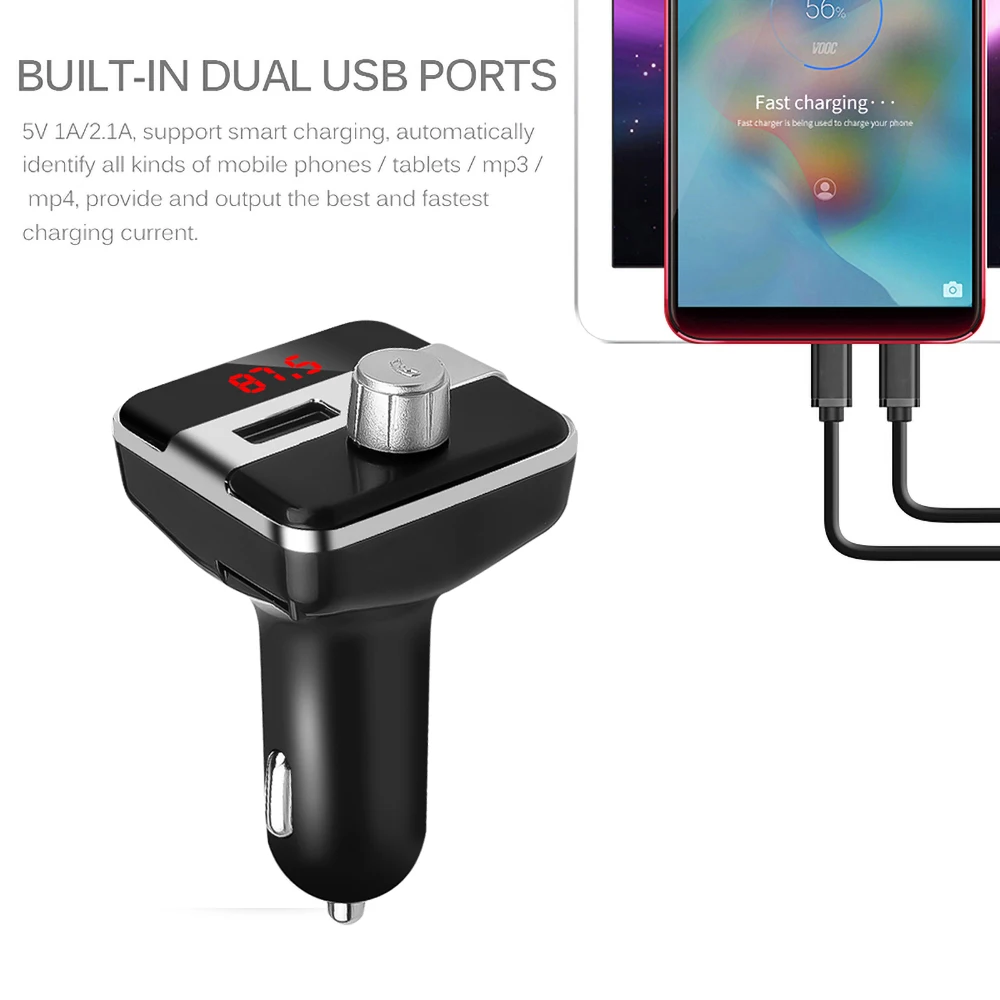 FM трансмиттер Bluetooth автомобильный комплект громкой связи двойное зарядное