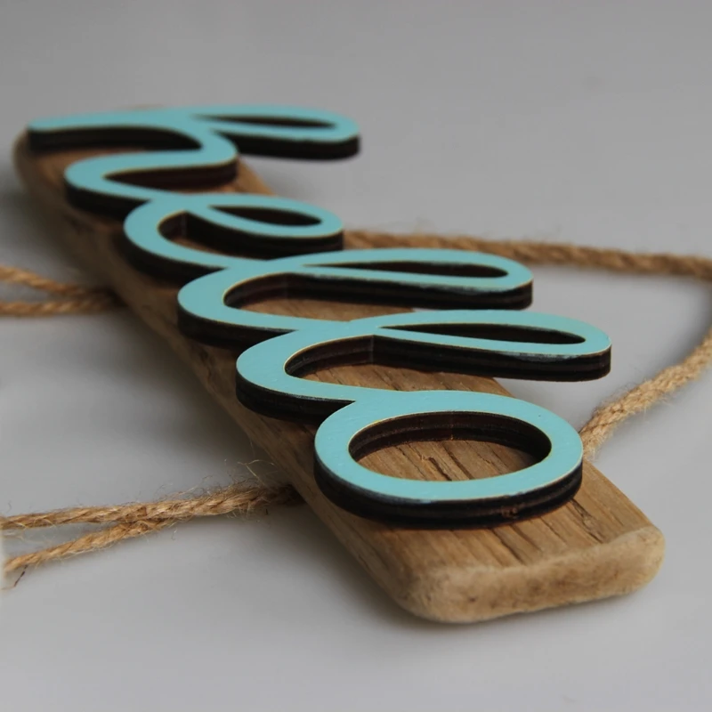 

Wooden Easter Rabbit Hello Bunny Hanging Pendant Ornaments Craft Home Decoration