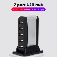 professional multi 7 ports vertical usb hub usb 2 0 splitter with power adapter for pc computer accessories 480 mbps euus plug