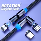 Магнитный зарядный кабель с поворотом на 540 градусов, магнитный кабель 180 360 Micro USB, Магнитный зарядный кабель, шнур типа C