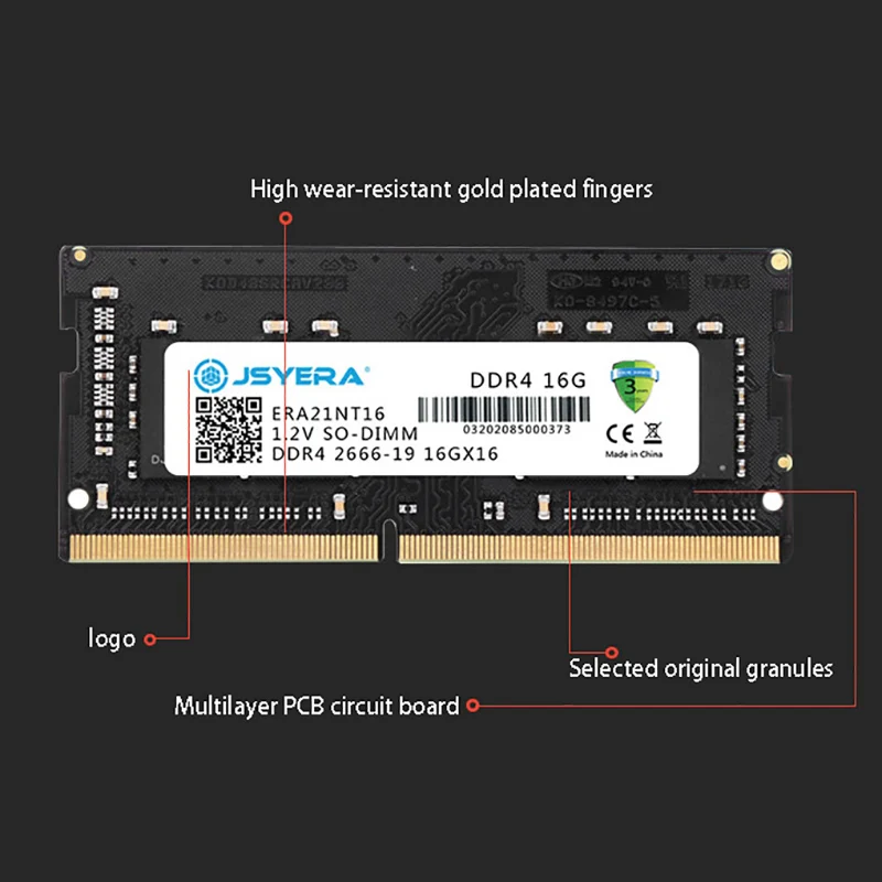

JSYERA 16G DDR4 RAM 2666MHz 1.2V 288-Pin Notebook Memory Module, Suitable for Notebook Computers (Universal)