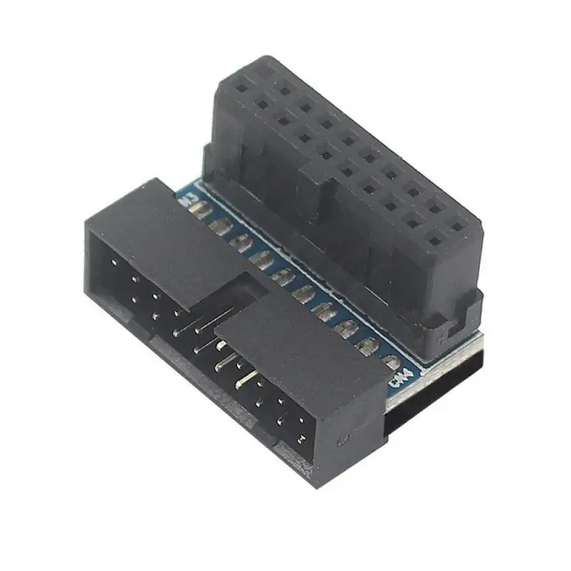 Адаптер-удлинитель штекер-гнездо 19pin USB 3.0 20pin угловой под углом 90 градусов для