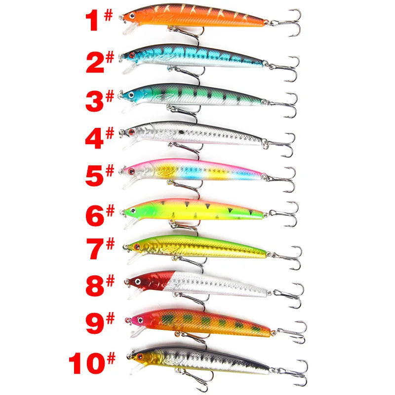

10Pcs/lot 100mm 7.5g Isca Artifical Minnow Plastic Hard Baits Wobblers With 2 Treble Hooks Sea Fishing Crankbait Pesca Jigging