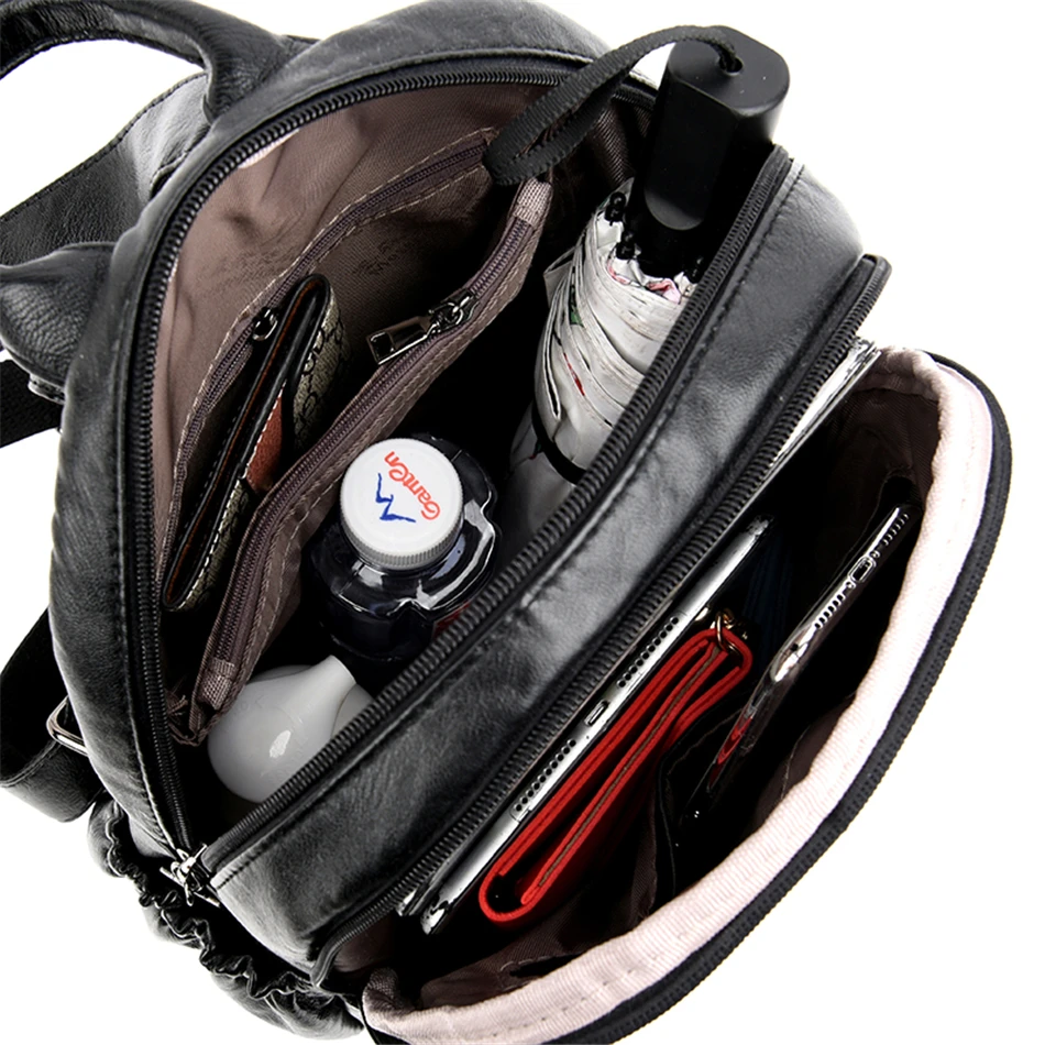 Дизайнерский брендовый мягкий кожаный женский рюкзак Большая вместительная