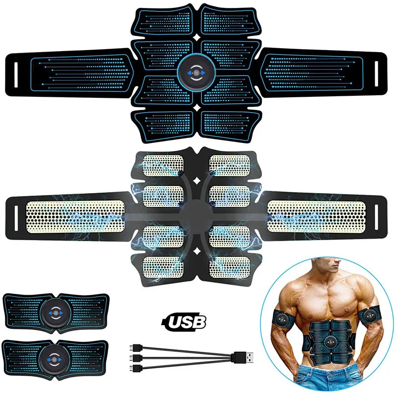 

Abdominal Muscle Stimulator Intelligent Trainer EMS 6 Pack Total Abs Fitness Equipment Gear Muscles At Home USB Charged Gym