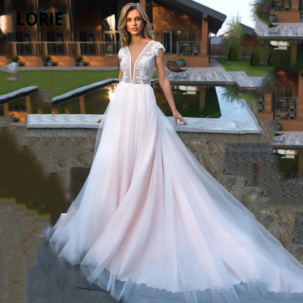 Сексуальные кружевные свадебные платья LORIE с глубоким V-образным вырезом и