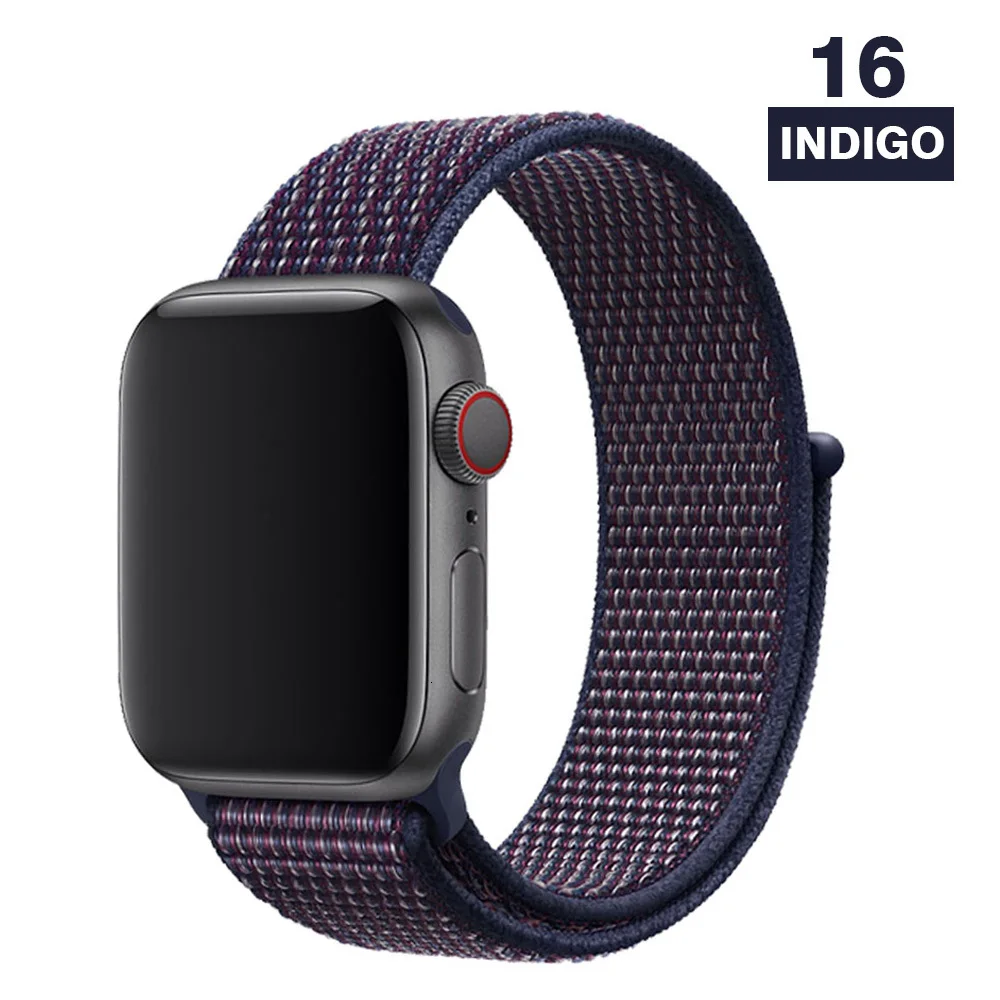 Спортивный ремешок для Apple Watch 42 мм 38 мм ремешок для часов 4 44 мм 40 мм Iwatch Серия 3 2 1 нейлоновый браслет дышащие аксессуары - Цвет ремешка: Indigo blue