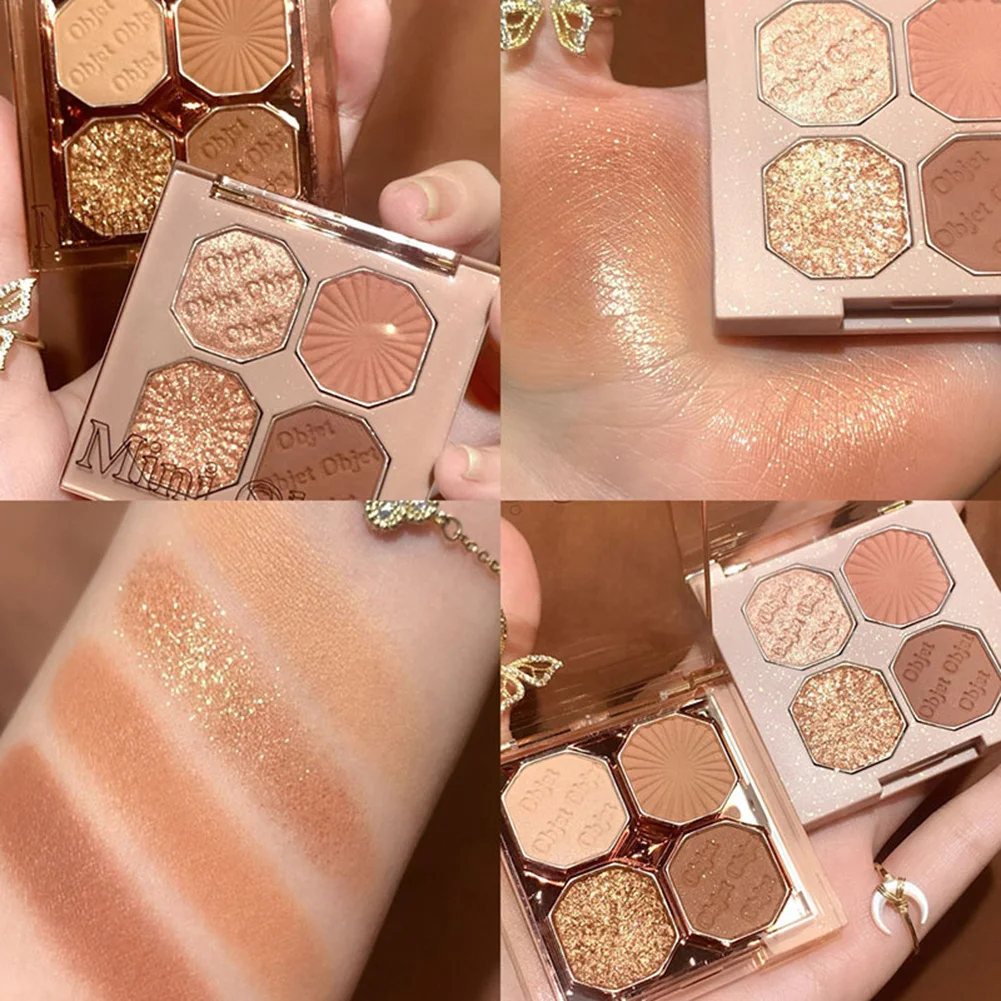 

New 4 Colors Eyeshadow Palette Profession Portable Makeup Highlight Shimmer Eye Shadow Shine Brightening Long Lasting Cosmetics