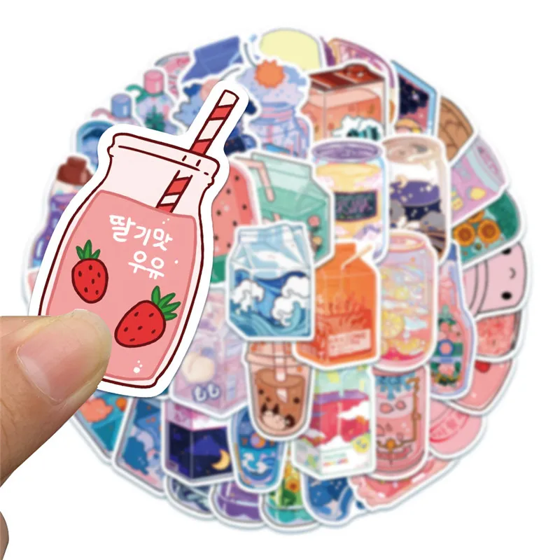 Botella de comida y bebida DIY para ni&ntilde;as, juguete Manual de dibujos animados, funda de tel&eacute;fono m&oacute;vil port&aacute;til, pegatinas decorativas, 10/30/50 Uds.-3