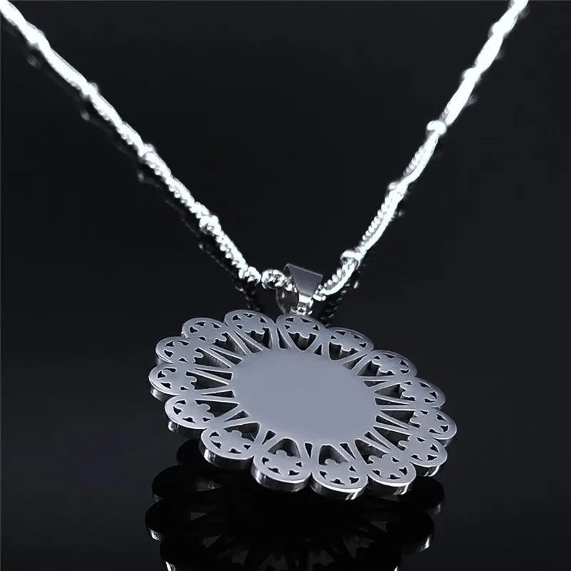 Цветок жизни из нержавеющей стали флэш камень шарма ожерелья для женщин