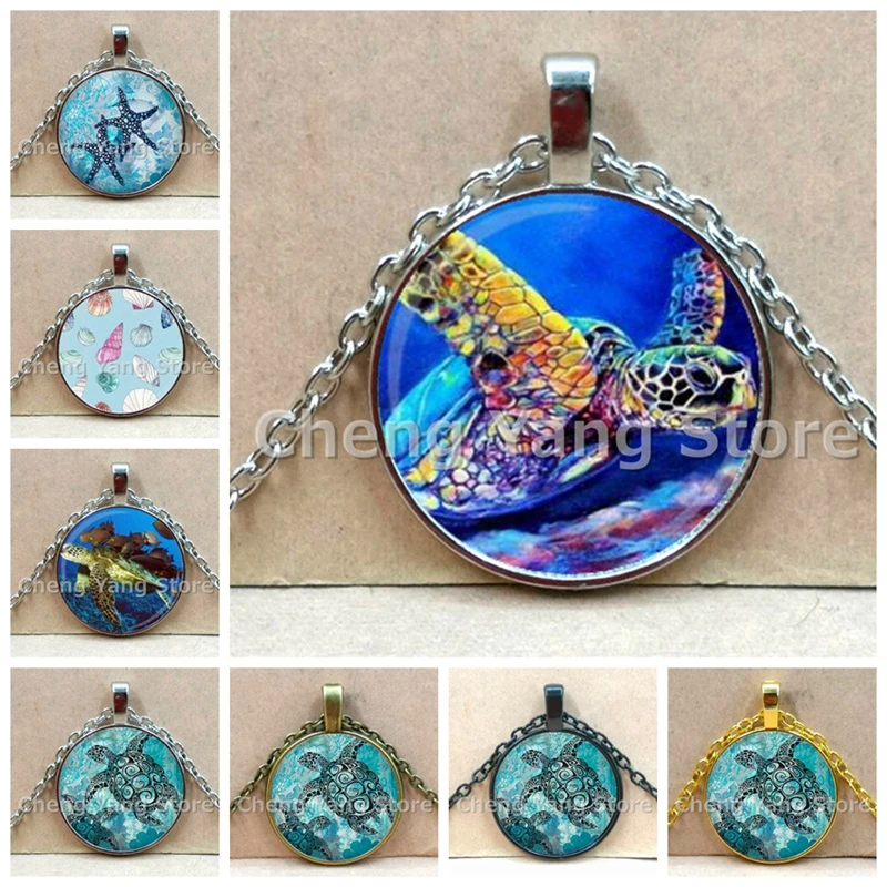 Синий океан Морская жизнь ювелирные изделия черепаха дельфин ракушка ожерелье