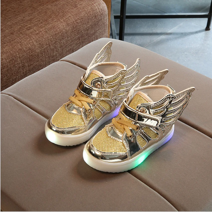 light girls shoes bright leather wings children students kid butterfly | Детская одежда и обувь