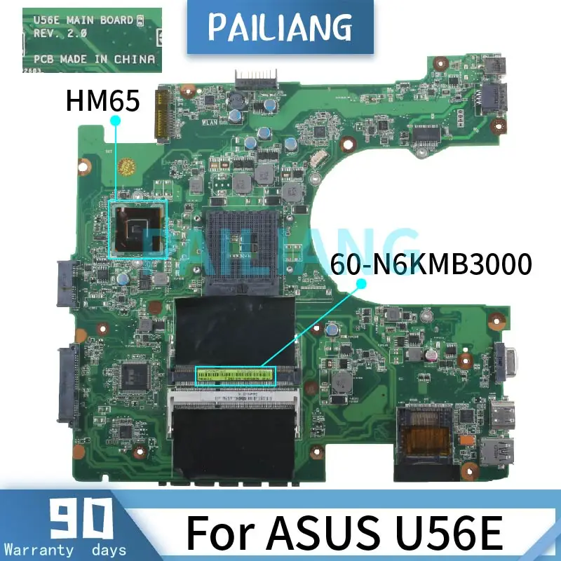 Parpailiang-placa-mãe para Laptop Asus U56e Placa Principal Interna Hm65 Ddr3 Teste hm Placa-mãe para notebook