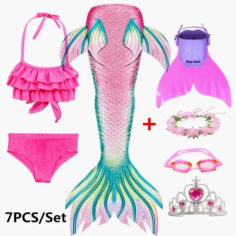 Новинка! 7 шт. детская гирлянда с хвостом Русалочки для девочек ластами венок в