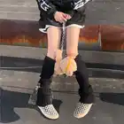 2021 модные милые однотонные вязаные теплые ноги, студенческие женские сапоги до колена в стиле преппи, осенне-зимние повседневные сапоги с рукавами для ног