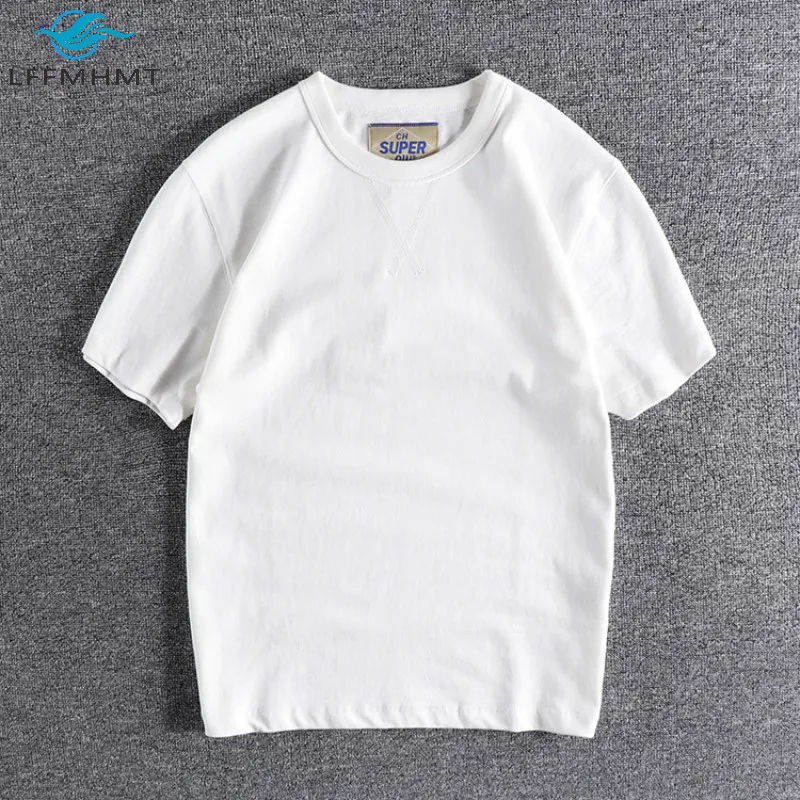 Футболка мужская с короткими рукавами и круглым вырезом тяжелая хлопковая