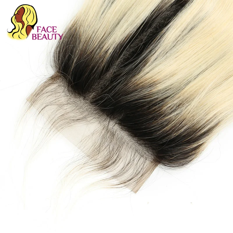 Facebeauty 5x5 кружевное закрытие 1B 613 блонд Омбре медовый цвет бразильские Remy