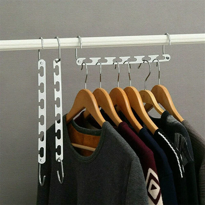 

Coat Clothes Hanger Magic Hook Metal - Lightweight Space Saving - Durable and Slim with Smooth Finish - Pack of 6