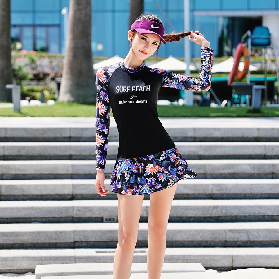 Женский спортивный костюм с длинным рукавом купальный для серфинга из двух