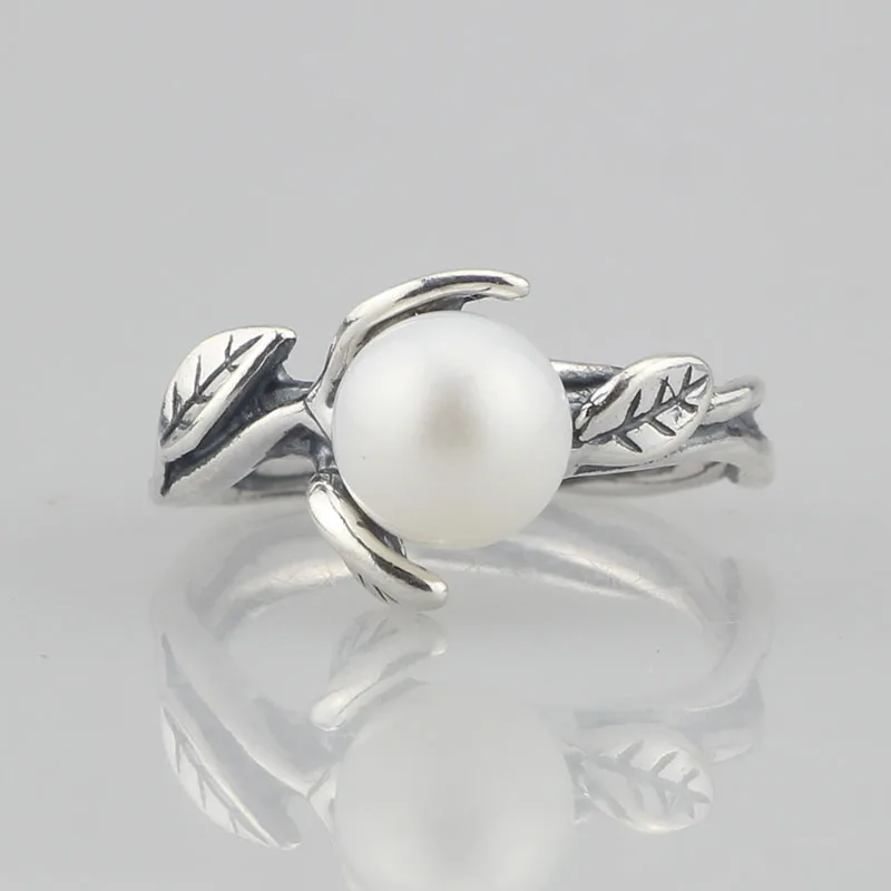 925 Sterling Silver Beads Charm Freshwater Pearl Ring 11#51# Fit European Troll 3.0mm Bracelet Jewelry