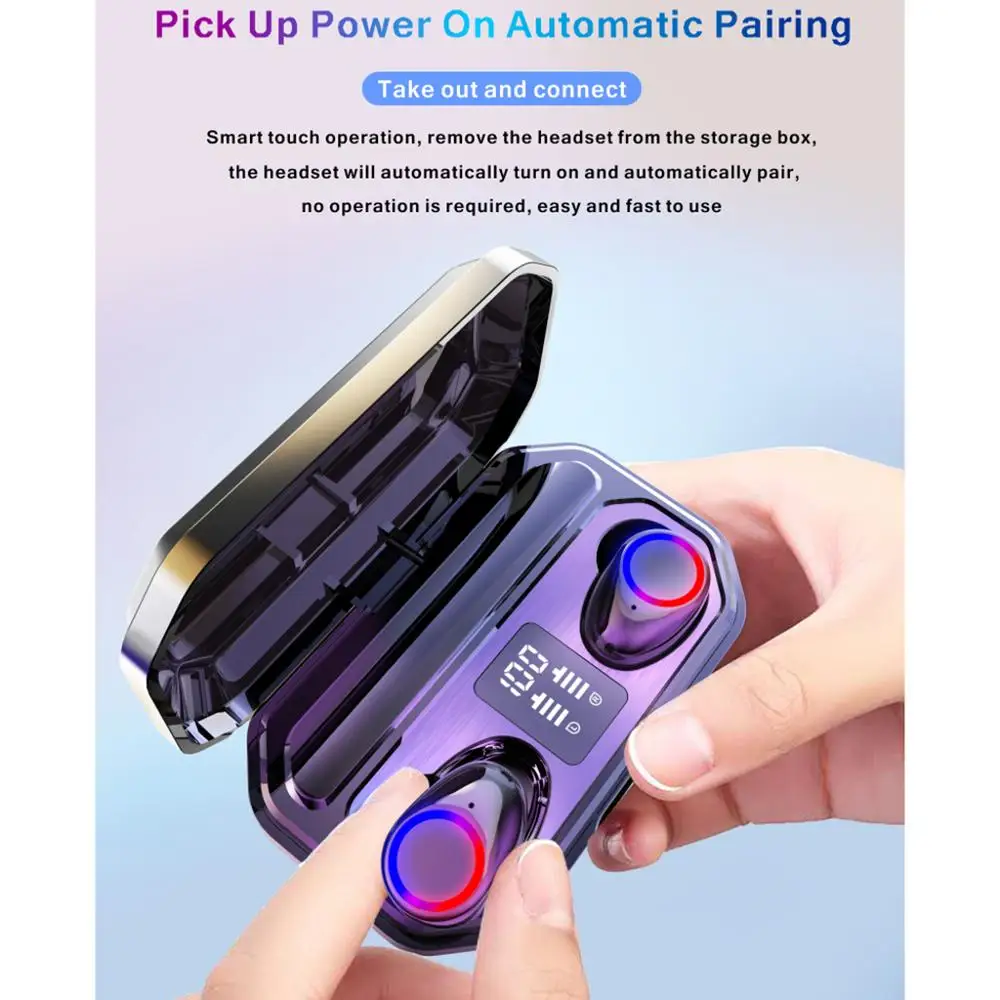

1 Pair Headsets TWS Bluetooth Earphone 5.0 Touch Music Wireless Earphones Stereo Bass Headphones True Wireless Earbuds Basic