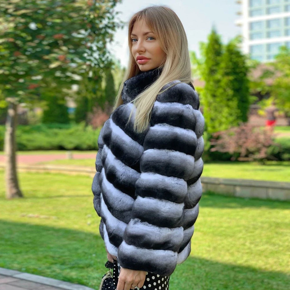 Winter Women Real Rex Rabbit Fur Coat Stand Collar 2022 New Whole Skin Genuine Rex Rabbit Fur Jacket Thick Warm Fur Overcoats