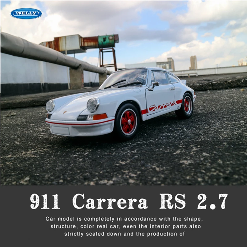 Модель автомобиля Welly 1:24 1973 Porsche 911 Carrera из сплава литой и игрушечный автомобиль