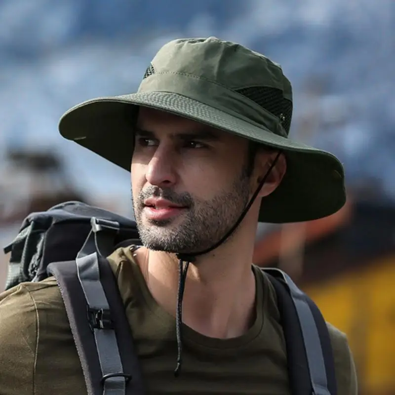 

Летняя шляпа для отдыха на открытом воздухе, Солнцезащитная дышащая износостойкая шляпа для рыбалки, пешего туризма, пляжа, шапка с большим...