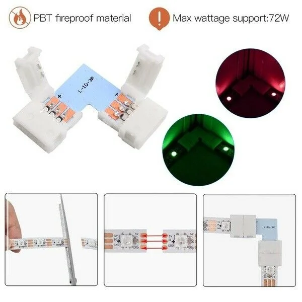 Newest 4 Pin RGB LED Strip Light Connector with Wire 3528/5050 8mm/10mm Width PCB Ribbon Cable Clip Adapter | Автомобили и