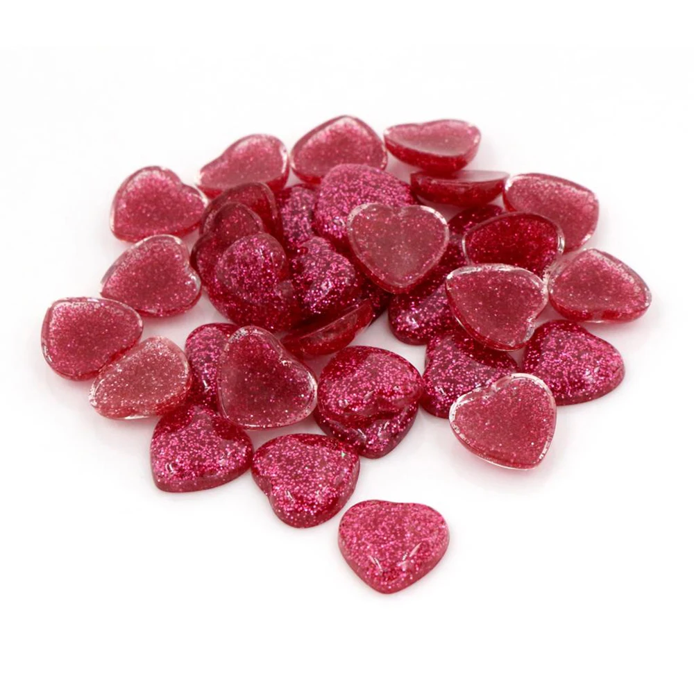 New Fashion 40pcs 12mm Heart Style Mix Colors Flat back Resin Cabochons Cameo For Bracelet Earrings accessories | Украшения и