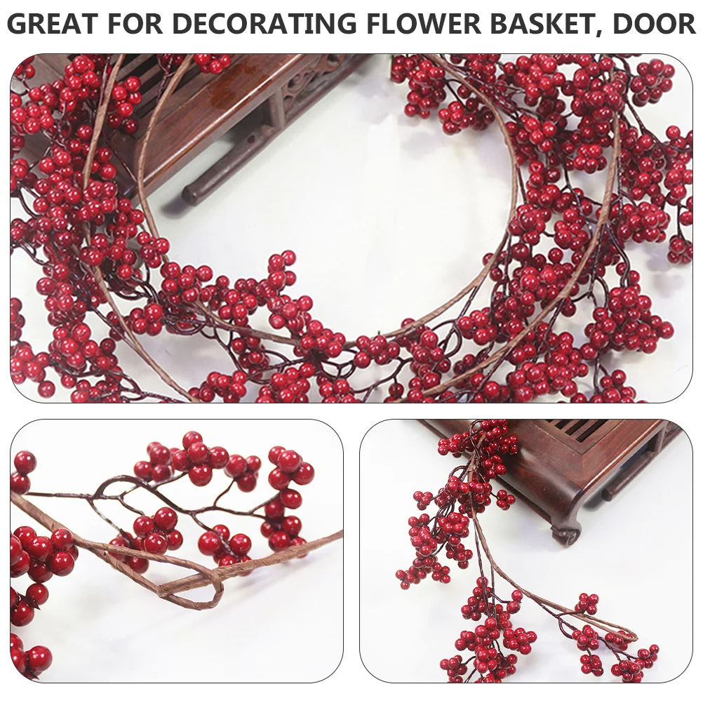 

2pcs Red Fruit Prop Artificial Fruit Prop Christmas DIY Home Decor Ornament