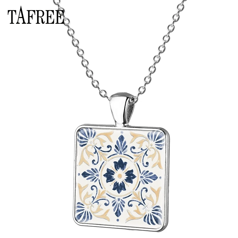 TAFREE Azulejo португальский небольшой кулон, ожерелье, элегантные квадратные подвески для женщин, ожерелье s, классические ювелирные изделия из Португалии AP29