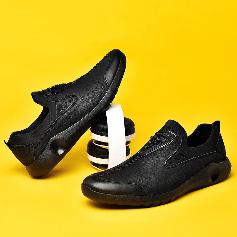 

Туфли мужские из натуральной кожи, мягкие удобные лоферы, плоская подошва, Повседневная дышащая обувь для вождения, модные лоферы, Ретро сти...