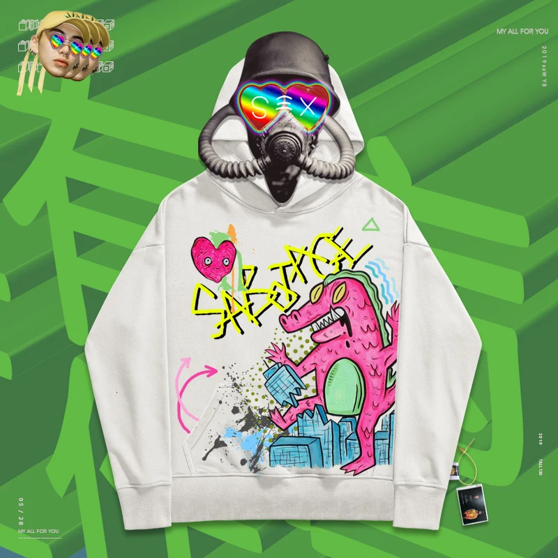 Детский свитер в стиле хип хоп творческий толстовки пара наклейки с принтом