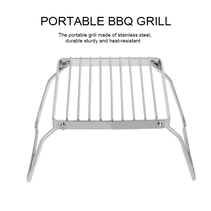 TEENRA Folding BBQ Grill Stainless Steel Barbecue Mini Portable Burner Stove Stand Tools | Дом и сад