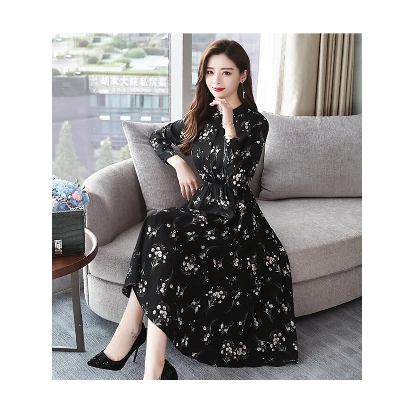 Женское винтажное облегающее платье средней длины с длинным рукавом | Женская