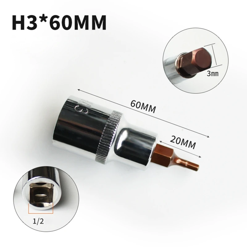 

Hexagon Socket Bit Head Set Chrome Vanadium Steel Hex Wrench Screwdriver Sleeve U50A