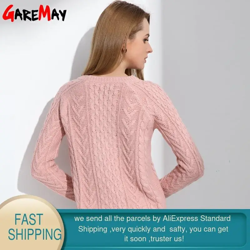Женский пуловер в стиле ретро GAREMAY розовый свитер жаккардовый приталенный